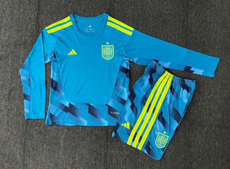Kids-Spain 2026 World Cup GK Blue Long Soccer Jersey